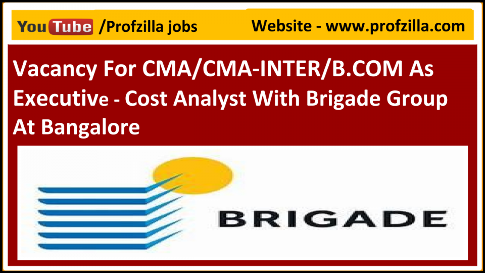 Vacancy For CMA/CMA-INTER/B.COM As Executive - Cost Analyst With ...